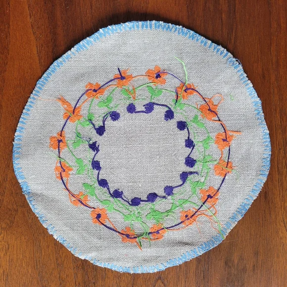 Colourful Embroidered Trivet/Coasters Set - Picture 4 of 15